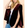 imageCicy Bell Womens Velvet Cape Blazer Jackets Casual Split Long Sleeve Open Front CoatBurgundy
