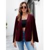 imageCicy Bell Womens Velvet Cape Blazer Jackets Casual Split Long Sleeve Open Front CoatBurgundy