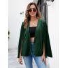 imageCicy Bell Womens Velvet Cape Blazer Jackets Casual Split Long Sleeve Open Front CoatDark Green