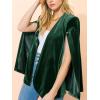 imageCicy Bell Womens Velvet Cape Blazer Jackets Casual Split Long Sleeve Open Front CoatDark Green