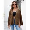 imageCicy Bell Womens Velvet Cape Blazer Jackets Casual Split Long Sleeve Open Front CoatKhaki
