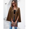imageCicy Bell Womens Velvet Cape Blazer Jackets Casual Split Long Sleeve Open Front CoatKhaki
