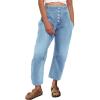 imageCicy Bell Womens Boyfriend Jeans Cropped Mid Rise Button Fly Trendy Ankle Harem Jeans with PocketsLight Blue