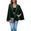 imageCicy Bell Womens Velvet Cape Blazer Jackets Casual Split Long Sleeve Open Front CoatDark Green