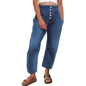 imageCicy Bell Womens Boyfriend Jeans Cropped Mid Rise Button Fly Trendy Ankle Harem Jeans with PocketsNavy