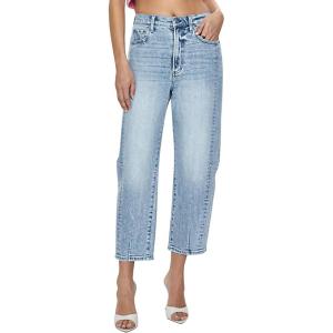 imageCicy Bell Womens Capri Barrel Jeans Boyfriend High Waisted Loose Cropped Ankle Denim PantsLight Blue
