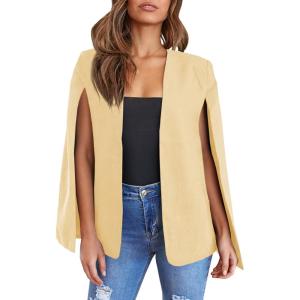 imageCicy Bell Womens Casual Cape Blazer Jackets Split Sleeve Open Front Elegant Evening Party WorkwearBeige