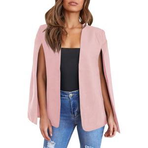 imageCicy Bell Womens Casual Cape Blazer Jackets Split Sleeve Open Front Elegant Evening Party WorkwearPink