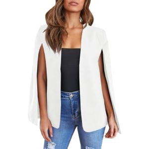 imageCicy Bell Womens Casual Cape Blazer Jackets Split Sleeve Open Front Elegant Evening Party WorkwearWhite