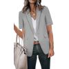 imageCicy Bell Womens Casual Blazer Short Sleeve Lapel Open Front Work Office JacketGrey