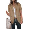 imageCicy Bell Womens Casual Blazer Short Sleeve Lapel Open Front Work Office JacketKhaki