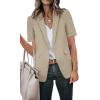 imageCicy Bell Womens Casual Blazer Short Sleeve Lapel Open Front Work Office JacketLight Khaki