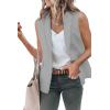 imageCicy Bell Womens Casual Blazer Short Sleeve Lapel Open Front Work Office JacketZgrey