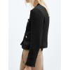 imageCicy Bell Womens Cropped Tweed Blazer Collarless Casual Business Suit Jacket Fall Elegant OuterwearBlack