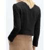 imageCicy Bell Womens Cropped Tweed Blazer Collarless Casual Business Suit Jacket Fall Elegant OuterwearBlack