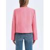 imageCicy Bell Womens Cropped Tweed Blazer Collarless Casual Business Suit Jacket Fall Elegant OuterwearPink