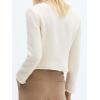 imageCicy Bell Womens Cropped Tweed Blazer Collarless Casual Business Suit Jacket Fall Elegant OuterwearWhite