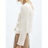 imageCicy Bell Womens Cropped Tweed Blazer Collarless Casual Business Suit Jacket Fall Elegant OuterwearWhite