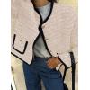 imageCicy Bell Womens Cropped Tweed Blazer Jackets Collarless Long Sleeve Work Business Casual OutfitsApricot
