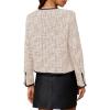 imageCicy Bell Womens Cropped Tweed Blazer Jackets Collarless Long Sleeve Work Business Casual OutfitsApricot