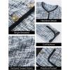 imageCicy Bell Womens Cropped Tweed Blazer Jackets Collarless Long Sleeve Work Business Casual OutfitsBlue