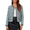 imageCicy Bell Womens Cropped Tweed Blazer Jackets Collarless Long Sleeve Work Business Casual OutfitsDark Green