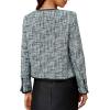 imageCicy Bell Womens Cropped Tweed Blazer Jackets Collarless Long Sleeve Work Business Casual OutfitsDark Green