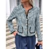 imageCicy Bell Womens Cropped Tweed Blazer Jackets Collarless Long Sleeve Work Business Casual OutfitsDark Green