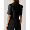imageCicy Bell Womens Cropped Tweed Blazer Short Sleeve Casual Open Front Lapel Work Office Jacket CoatBlack