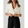 imageCicy Bell Womens Cropped Tweed Blazer Short Sleeve Casual Open Front Lapel Work Office Jacket CoatWhite