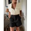 imageCicy Bell Womens Cropped Tweed Blazer Short Sleeve Casual Open Front Lapel Work Office Jacket CoatWhite