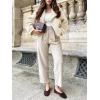 imageCicy Bell Womens Cropped Tweed Jackets Casual Double Breasted Long Sleeve Outerwear Open Front Loose Fit CoatsApricot