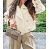 imageCicy Bell Womens Cropped Tweed Jackets Casual Double Breasted Long Sleeve Outerwear Open Front Loose Fit CoatsApricot