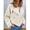 imageCicy Bell Womens Cropped Tweed Jackets Casual Double Breasted Long Sleeve Outerwear Open Front Loose Fit CoatsApricot