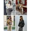 imageCicy Bell Womens Cropped Tweed Jackets Casual Double Breasted Long Sleeve Outerwear Open Front Loose Fit CoatsApricot