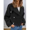 imageCicy Bell Womens Cropped Tweed Jackets Casual Double Breasted Long Sleeve Outerwear Open Front Loose Fit CoatsBlack