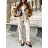 imageCicy Bell Womens Cropped Tweed Jackets Casual Double Breasted Long Sleeve Outerwear Open Front Loose Fit CoatsKhaki