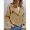 imageCicy Bell Womens Cropped Tweed Jackets Casual Double Breasted Long Sleeve Outerwear Open Front Loose Fit CoatsKhaki