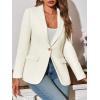 imageCicy Bell Womens Tweed Blazer Dressy Casual Long Sleeve Button Open Front Suit Jackets Business Professional OutfitsBeige