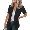 imageCicy Bell Womens Casual Blazer Short Sleeve Lapel Open Front Work Office JacketBlack