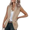 imageCicy Bell Womens Casual Blazer Short Sleeve Lapel Open Front Work Office JacketZlight Khaki