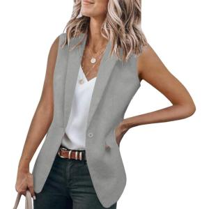 imageCicy Bell Womens Casual Blazer Short Sleeve Lapel Open Front Work Office JacketZgrey