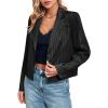 imageCicy Bell Womens Cropped Striped Blazer Casual Long Sleeve Lapel Button Down Work Blazer JacketsBlack