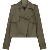 imageCicy Bell Womens Cropped Trench Coat Casual Long Sleeve Notched Lapel Blazer JacketArmy Green