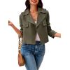 imageCicy Bell Womens Cropped Trench Coat Casual Long Sleeve Notched Lapel Blazer JacketArmy Green