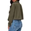 imageCicy Bell Womens Cropped Trench Coat Casual Long Sleeve Notched Lapel Blazer JacketArmy Green