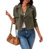 imageCicy Bell Womens Cropped Trench Coat Casual Long Sleeve Notched Lapel Blazer JacketArmy Green