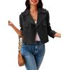 imageCicy Bell Womens Cropped Trench Coat Casual Long Sleeve Notched Lapel Blazer JacketBlack