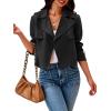 imageCicy Bell Womens Cropped Trench Coat Casual Long Sleeve Notched Lapel Blazer JacketBlack
