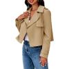 imageCicy Bell Womens Cropped Trench Coat Casual Long Sleeve Notched Lapel Blazer JacketCamel